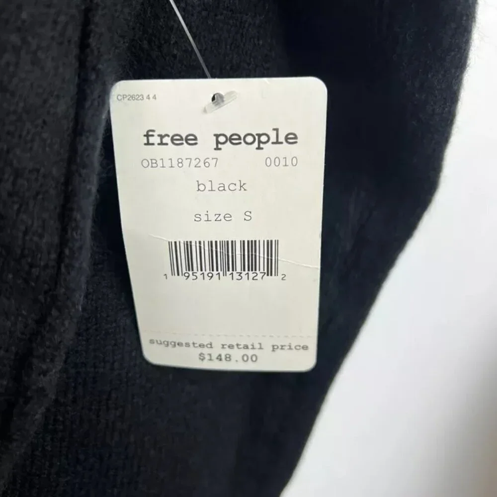 Free People Women’s Touch The Sky Black Long Sleeve Sweater Size Small